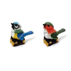 Deko Fugl solcellelampe 2 stk. rd og bl