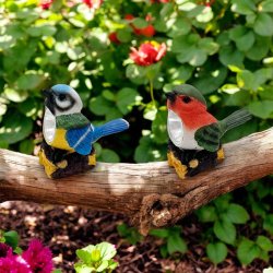 Deko Fugl solcellelampe 2 stk. rd og bl